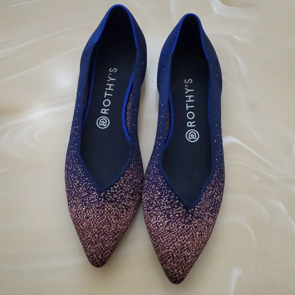 Rothy’s The Point Midnight Metallic Limited Edition Points Flats Size 10.5